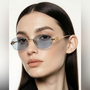 Miu Miu Rimless oval  Sunglasses with Gold Temples
